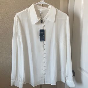 Lily Silk Button Down Ivory Shirt